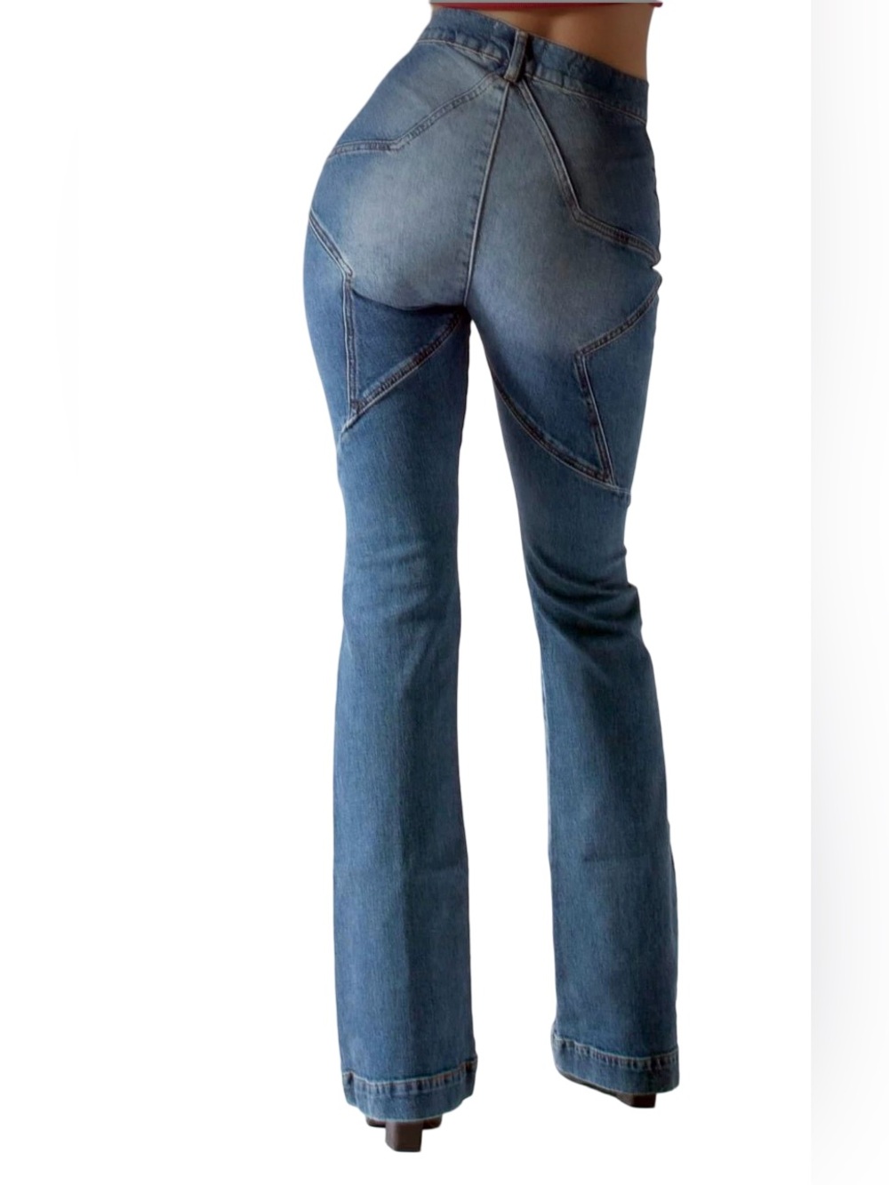 Revice Venus Flares Star Butt Jeans Light Wash High Waisted Boho Retro Denim 28 - Picture 2 of 13
